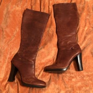 Jessica Simpson Chestnut Brown Leather Heel Boots